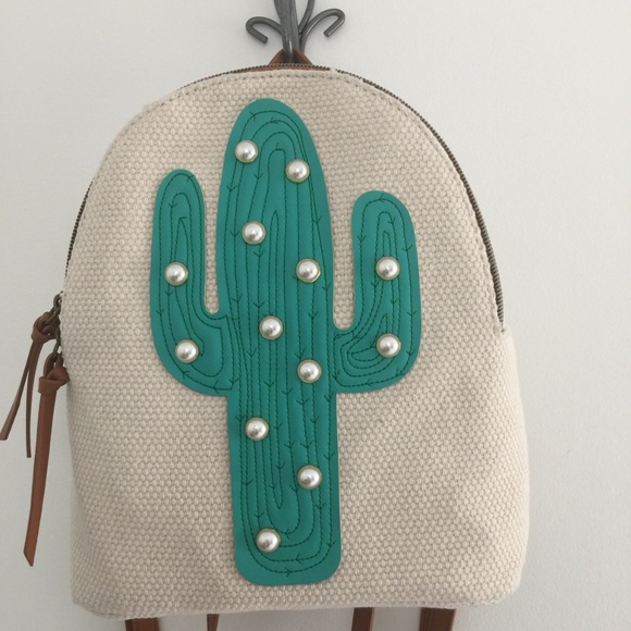 New T-Shirt & Jeans Canvas Back Pack with Cactus - Picture 2 of 5